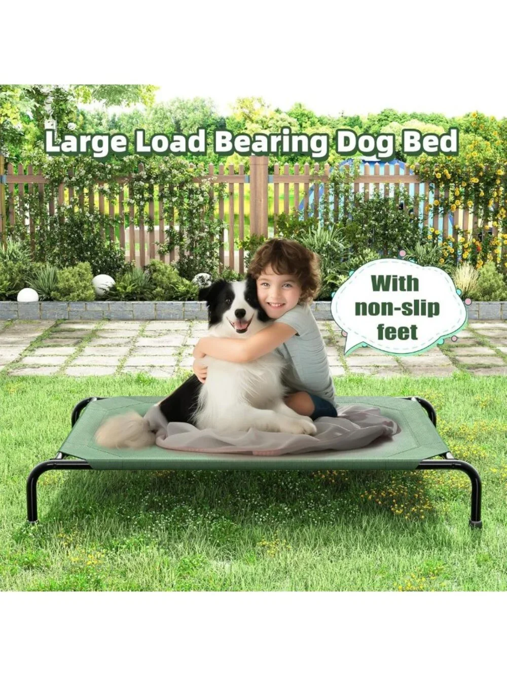 Elevated Waterproof Dog Bed for Large Dogs - Outdoor Cooling Cot, 47.75